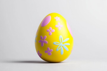 Leinwandbilder - A minimalist flat design of a single pastel-colored Easter egg with simple patterns, set against a white background