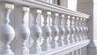 © MetaPixel - Close-up of an intricately detailed white railing on a home, showcasing smooth balusters and elegant design, interior, architecture, modern decor, craftsmanship.