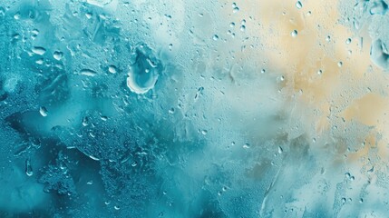 Wall Mural - macro image of window glass covered in raindrops, creating an atmospheric backdrop with a blend of b