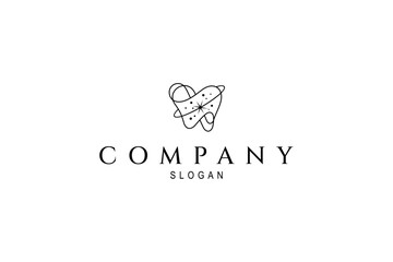 Wall Mural - dental logo with space orbit in line art design style