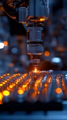 Fototapete - Close-up of a laser cutting machine in an industrial setting, highlighting precision work.