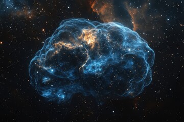 Fototapete - A stunning display of a cosmic brain formed by stars and galaxies shines in the vastness of deep space, evoking wonder and mystery. Generative AI