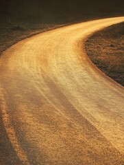 Aufkleber - A curved running track leads into the horizon, illuminated by soft golden light, providing a serene space for runners and walkers. Generative AI