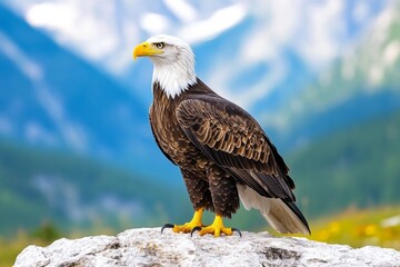 Wall Mural - A close-up of an eagle face framed by golden light, capturing its regal and fierce expression