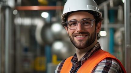 Wall Mural - male engineer in adaptive engineering roles, symbolizing sustainability.