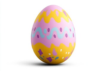 Leinwandbilder - A minimalist flat design of a single pastel-colored Easter egg with simple patterns, set against a white background