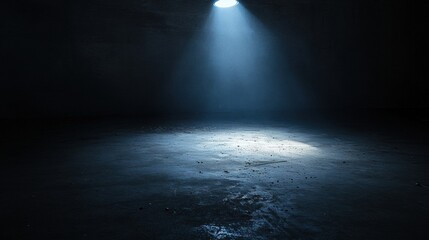 Leinwandbilder - A solitary light source pierces the dark expanse of an empty room, evoking feelings of abandonment and inviting contemplation in the silence. Generative AI
