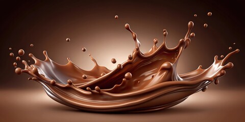 Wall Mural - A dynamic  of a splash of chocolate , Chocolate, splash, dessert, sweet, liquid, brown, creativity, abstract, delicious