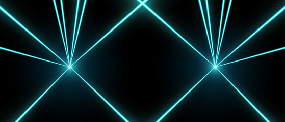 Wall Mural - laser rays or beams, glowing neon lines, bright futuristic background. concert or nightclub spotligh