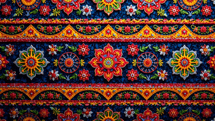 Filipino traditional textile pattern with colorful, detailed motifs.