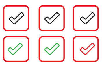 Wall Mural - right mark icon set vector, on white background editable, checkmark vector illustration set tik mark