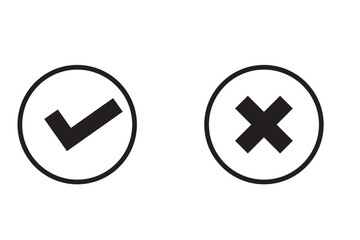 Sticker - checkmark icons tick and cross sign green check mark and red x cross on white background. circle sha