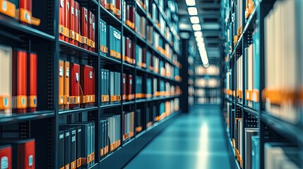 Fototapete - The image illustrates a Document Management System (DMS) that optimizes online documentation and file management, emphasizing corporate technology and enterprise resource