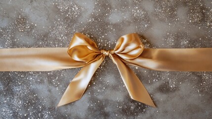 Wall Mural - A beautifully tied golden ribbon creates a stunning focal point on a shimmering surface, ideal for New Year decorations or greetings. Generative AI