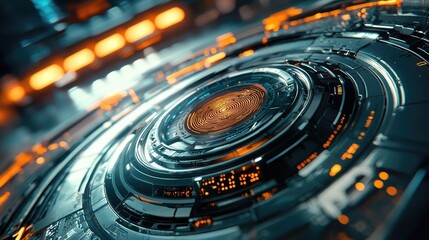 Leinwandbilder - A fingerprint scanner represents advanced biometric technology in a futuristic setting, highlighting the importance of security and surveillance in the digital age.