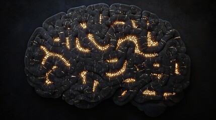 Aufkleber - A uniquely crafted brain design resembles a labyrinth with glowing pathways, offering ample copy space for creative text integration. Generative AI