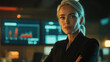 © Helena - Confident leader in a tech control room with data screens