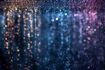 Wall Mural - rain drops on the window with colorful bokeh lights abstract background