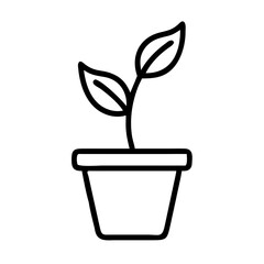 Plant with pot icon line art outline style