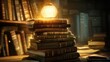 © Natchooda - A stack of books with a glowing light, illustrating the importance of education and lifelong learning.