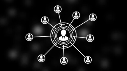 Animation of network connections with mans icons. Connected people avatars or icon. networking, social media connection concept.