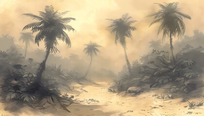 Green tropical vegetation banner.