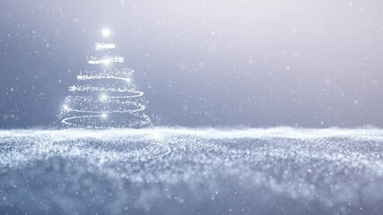 Wall Mural - artistic dotted wavy winter landscape with snowflakes loop slow motion.