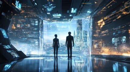 Futuristic Cityscape Viewed From A Modern Space Station