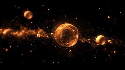 Wall Mural - abstract cosmic background with glowing spheres and particles