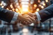 © Space Priest - Business handshake symbolizing partnership success and cooperation with sunlit background