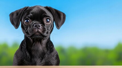 A friends gathering in a pug sitting on a couch. High Quality