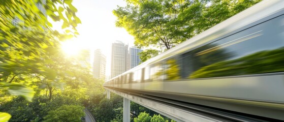 Aufkleber - High-Speed Train in Urban Greenery A Vision of Sustainable Future Transport