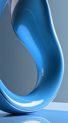 Wall Mural - Reflective blue and white swirl of liquid waves abstract background phone wallpaper 9:16 AR