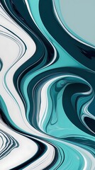 Wall Mural - Blue and white swirl of liquid waves abstract background phone wallpaper 9:16 AR