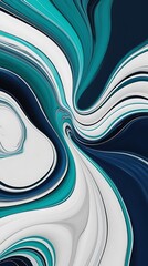 Wall Mural - Blue and white swirl of liquid waves abstract background phone wallpaper 9:16 AR