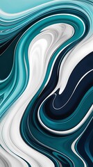 Wall Mural - Blue and white swirl of liquid waves abstract background phone wallpaper 9:16 AR