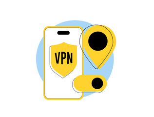 Wall Mural - virtual private network - vpn apps with data privacy, secure encrypted connections, online security,
