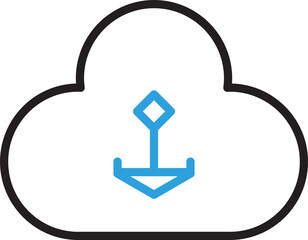 Canvas Print - Cloud and Anchor Line Icon
