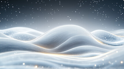 Wall Mural - Winter Wonderland: Serene Snowscape with Glimmering Lights 