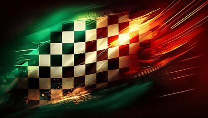 Poster - Abstract racing flag with dynamic colors and motion.