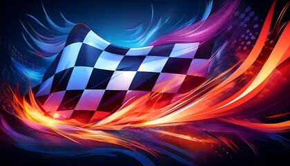 Poster - Dynamic racing flag with vibrant motion effects.