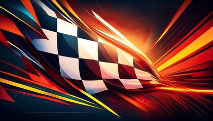 Poster - Abstract racing flag with dynamic motion effects.