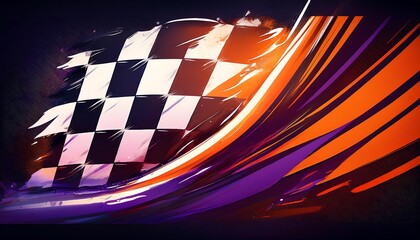 Poster - Abstract racing flag design with dynamic colors.