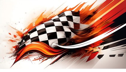 Poster - Dynamic racing flag with vibrant colors and motion.