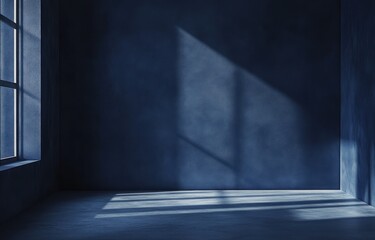 Fototapete - A dimly lit room with shadows cast by a window, creating a moody atmosphere.