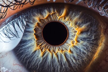 close-up of a human eye with intricate details and vibrant colors