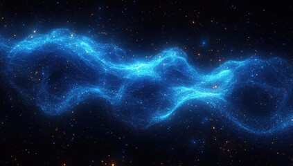 Wall Mural - abstract blue glowing particle waves on a black background. digital abstract futuristic design for t