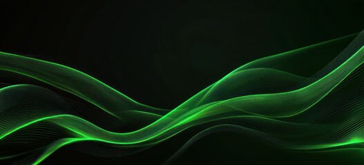 Aufkleber - Abstract green waves on a dark background, creating a smooth, flowing visual effect.