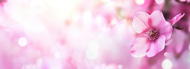Poster - A soft-focus image of a pink flower against a dreamy, blurred background.
