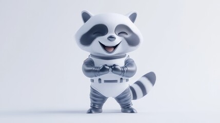 Poster - A cheerful cartoon raccoon in a spacesuit, showcasing a playful and adventurous spirit.